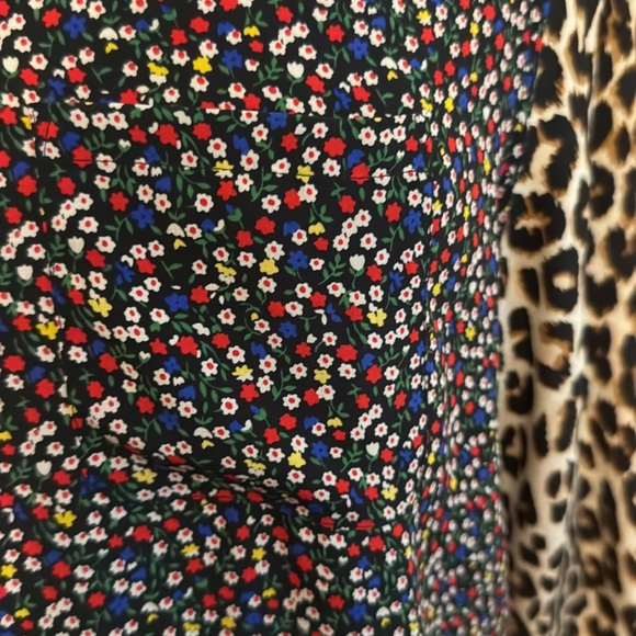 Equipment Femme Mix Media Leopard Floral Print Silk Blouse Size L - Picture 3 of 4